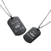 Free Engraving Her King His Queen His and Hers Black Dog Tag Set in Stainless Steel Couples Necklace Set