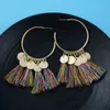 idealway 4 Colors Ethnic Long Thread Tassel Drop Earrings for Women Bohemian Party Fashion Accessories