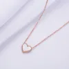 Young Ladies Fancy Luxury Double Side White and Red Heart Pendant Necklaces Rose Gold Stainless Steel Chain