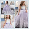 Цветочные девочки одеваются в принцессу Lilac Little Bride Long The Pageant Платье для девочек Glitz Pufly Tuler Prompled Платье детей выпускной Gow2410