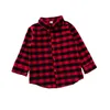 Baby Boy Girl Long Sleeve Plaids Shirt Red Black lattice Long Sleeve Tops Blouse Casual Outwear Letter Print Coat Kids Clothing C5320
