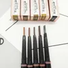 Rehausseur de sourcils à double extrémité 5 couleurs Définisseur de sourcils + pinceau Duo Way Crayon de mélange de sourcils longue durée Maquillage en poudre défini pour les yeux imperméables