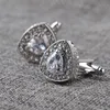 Luxury Crystal Diamond Cufflinks manschettlänkar ärmknapp för kvinnor män skjortor klänning kostymer manschettbröllop smycken silver guld