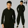 Buddhist Meditation Men's Traditional Chinese Kung Fu Sets Cotton Linen Blouse Elastic Waist Pants Loose tang suit style tracksuits for men