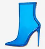 2018 estate Nuove donne Stivaletti in PVC Punta a punta tacco in cristallo Stivali donna trasparenti Clearheels Scarpe Scarpe estive Grandi dimensioni