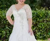 Selling Hot New V Neck A Line Wedding Dresses With Half Sleeves Long Princess Chiffon Bridal Gowns Plus Size Crystal Handmade Top DH392