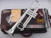 Profesjonalne instrumenty muzyczne LT180S-90 BB Trumpet Mosiądz Posrebrzany Wykwintną rękę Rzeźbione B Płaska trąbka z ustnikiem