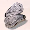 Victoria Wiecl Luxury Smycken 925 Sterling Silver Fylld Full Pave White Sapphire CZ Diamond Office Party Women Wedding Leaf Band Ring Gift