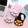 Mais novo 3D Dos Desenhos Animados Mouse Pad Bonito Garra Do Gato Espessamento Laptop Almofada de Proteção de Descanso de Pulso Silicone Anti-skid Ratos Pad Esteira de Apoio Do Escritório