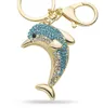 1st Crystal Rhinestone Dolphin Nyckelringar Söta mousserande djurnyckelkedja handväska handväskor Bag ryggsäck charm