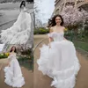 Eleganckie Piękne Czyste Białe Suknie Ślubne Dla Dream Wedding Off Ramię Linia Suknie Ślubne Powrót Zipper Wielopięciowe suknie ślubne 2018