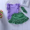 Baby Girl Clothes Set 2018 Summer Mermaid T-shirt a maniche corte Pantaloni corti Fascia 3PCS Abiti per ragazze Abbigliamento per bambini per ragazze Set di abbigliamento