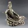 Budismo de Prata Chinês GuanYin Deusa Kwan-yin Estátua de Buda