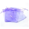 100PCSLOT LAVENDER 7X9CM 9X12CM 13X18CM 11X15CM SAG ORGANZA BIJOURS SACHES CADEAU SACS POUR LES FAVORS DE MARIE