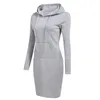 2018 Moda Com Capuz Com Cordão Mangas Cheias Fleeces Mulheres Vestidos de Inverno Vestido Mulheres Vestidos Hoodies Moletom Vestido