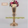 Pièce maîtresse de vase en métal doré décoratif de mariage vase à fleurs trompette avec grand bol best0234