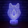 Visual Wolf Night Light 7 colori USB 3D LED Light Fixtures Regalo di Natale per baby room Decorazioni per la casa Lampade acriliche # R54