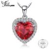JewelryPalace Heart 3.9 ct Created Red Ruby Love Forever Halo Pendant Solid 925 Sterling Silver Jewelry لا تشمل سلسلة S18101308