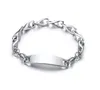 GNAYY BR-BR-589 Mens Handmade Pure Shiny Stainless Steel wishbone Link Chain ID Bracelet For Mens Bling Jewelry 8.05''