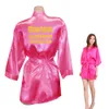 Custom LOGO Short Style Robes Bridal Party Kimono Robe Personalize Wedding Party Gold Glitter Print Satin Robes