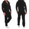 Outono inverno homens tracksuit 2 peça conjunto tops calças capuz casaco calças outerwear casual moletom terno xrq88