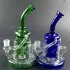Tornado Klein Recycler Glass Bong 샤워헤드 Perc Heavy Base Water Pipe Dab Oil Rigs Glass Rig Bent Tube 다채로운 봉 WP308