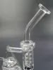 BIO Bong Water Pipes Dubbel återvinningsmaskin Honeycomey to Turbine Prec Glasvattenpipor Spiral Ice Catcher Oil Rigs 8" tum Tall Bubbler Beaker Bongs