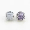 100% prawdziwy 925 Sterling Silver Purple Clear CZ Crystal Charms z oryginalnym pudełkiem Fit Pandora Silver Charms Bransoletka Biżuteria