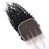 Cheveux indiens Kinky Vague bouclée 3 faisceaux de cheveux humains avec fermeture péruvienne vierge cheveux wefts
