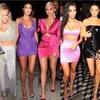X82602Ohvera Kim Kardashian Saten Pembe Bodycon Elbise Kadınlar Backless Mini Seksi Parti Elbiseler Zarif Kayış Yaz Elbise 2018 Vestidos