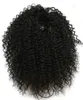 인간의 머리카락 포니 테일 hairpieces 클립에 긴 높은 변태 둥근 인간의 머리카락 120g drawstring 포니 테일 헤어 확장 블랙 여성을위한 4color