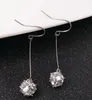 Boucles d'oreilles en zircon pour femmes, bijoux exquis, long bloc et cube brillant, mode classique exquise, nouvelle mode européenne et américaine