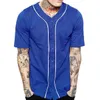 Jersey de béisbol negro para hombre, camiseta de manga corta con cuello en V y botones para hombre, camisetas de Hip Hop suaves y transpirables para hombre y mujer