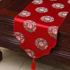 Camino de mesa de Damasco de seda de estilo chino de nube Vintage, tapete de mesa de centro, decoración étnica, mantel Individual Rectangular de 180x33 cm