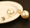 Double Pearl & Zircon Sided Temperament lady Earrings Women Party Jewelry Korean Vintage luxury Stud Earrings Accessories