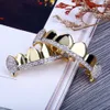 18K Real Gold Teeth Grillz Caps Iced Out Top Bottom Vampire Fangs Dental Grill Set Оптовая продажа