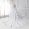 Bollklänning Långärmad Bröllopsklänningar Avtagbar Kjol Av Skulden Lace Appliques Vit Bridal Gown Brasilien Vinter Bröllopsklänning