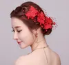 Copricapo da sposa rosso fatto a mano testa fiore ornamento per capelli Forcina per capelli a farfalla per capelli nuziali