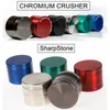 100pcs 4 Layers Herb Grinder Zinc Alloy Metal Tobacco SharpStone CHROMIUM CRUSHER Grinders 40mm 50mm 55mm 63mm Diameters Crusher