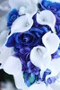 IFFO Bouquet bleu royal Blanc Calla Lily Bouquet Bouquet d'eau Drops cascade de luxe Bouquet Romantic Wedding54793539699071