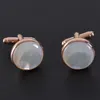 Uroczy biżuteria Mężczyźni Formalna Dress Garnitur Ślub Prom Cufflinks i Studia Ustaw Okrągły Rose Gold Pearl Spinki