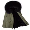 Parkas jaqueta de inverno feminina casaco natural real gola de pele de guaxinim capuz forro de pele de coelho destacável outerwear grosso novo streetwear