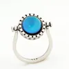 Handmade Girls Gift Finger Mood Ring Small Color Change Mood Stone Rings Antique Silver Jewelry with RS009-035252H