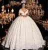 Prinses Vestidos De Novias Lace Off Shoulder Trouwjurken Baljurk Pailletten Kralen Bruidsjurken Custom Made Sweep Train Weddin265L