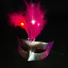 Luminescerande fjädrad maskerad glittrande mask prinsessa venetian halv ansiktsmask för masquerade cosplay nattklubb fest julafton