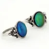 Antique Silver Plated Mood Womens Favorite Color Change Ring Jewelry RS008-024 2PCS/Set