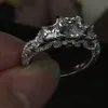 2016 Women vintage ring Handmade Three-stone 2ct Diamond 925 Sterling silver Engagement Wedding Band Ring for women