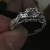 2016 femmes vintage bague à la main trois pierres 2ct diamant 925 en argent Sterling bague de fiançailles de mariage pour les femmes