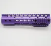 Purple Anodized_7/9/10/12/13.5/15'' inch Keymod Handguard Rail with 3 x Picatinny / Weaver Rail Sections +Steel Barrel Nut