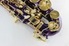 Instrumento musical de calidad de marca MARGEWATE Saxofón Alto Eb E Flat Unique Purple Body Gold Lacquer Key Sax con boquilla